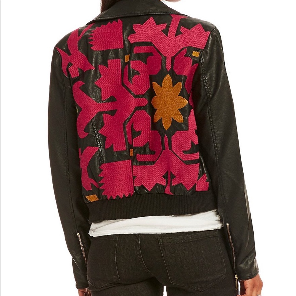 NWOT Free people embroidered leather jacket